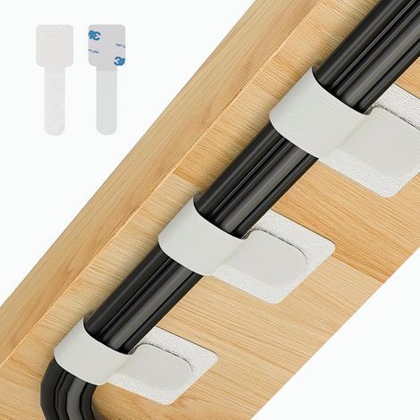 30 pieces under-desk cable management tools for TV, computer, office, cable management clips, white, 28 x 90 mm. (1/5)