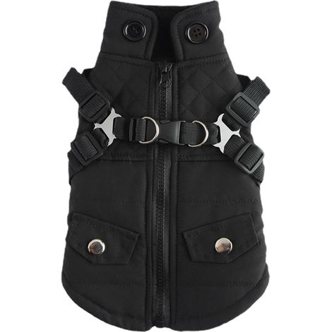 Gilet Rembourré Veste pour Chien,Petit Chien Gilet Harnais avec Laisse Chiot Hiver Temps Froid Chien Zippé Chiot Petit Chien Vêtements Chiens avec Harnais pour Petits Chiens Moyens (1/5)