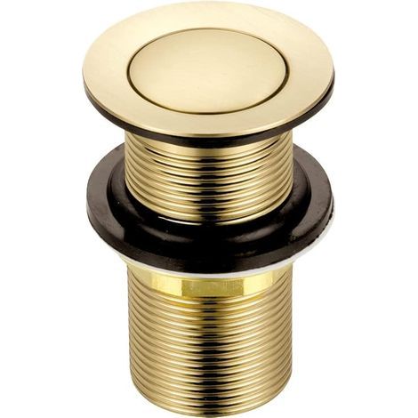 Bonde de lavabo sans fente en laiton massif – Raccord standard G 1 ¼ BSP – Finition or brossé – Mécanisme clic-pop pour usage facile-Karteo (1/3)