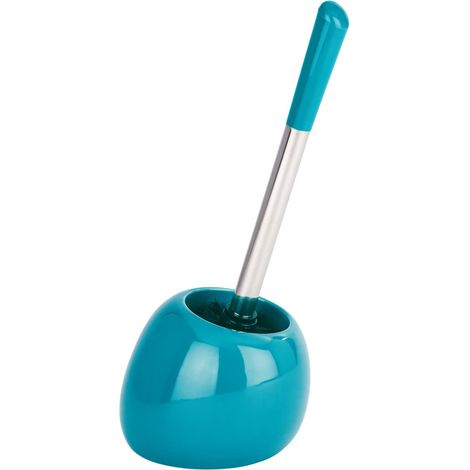 Porte Brosse WC Céramique Polaris Bleu Turquoise, brosse WC noir, brosse WC remplaçable, 19x34,6x14,6 cm (1/5)