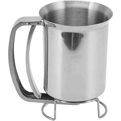 Dosatore per pastella per pancake in acciaio inox - Adatto per cupcake, comodo beccuccio con graduazioni, capacità di 3 tazze, sistema antigoccia, facile da pulire. (1/5)