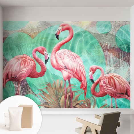 Papier peint intissé avec imprimé installation simple qualité excellente sans désordre - Colle incluse gratuite Oiseaux exotiques 152x104 cm (1/5)
