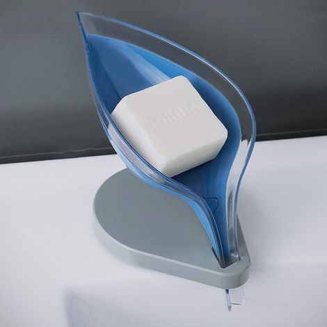 Support Savon Feuille - Porte-Savon Auto-Égouttant en Plastique avec Ventouses - Pour Salle De Bain Cuisine Douche - 1 Pièce (1/5)