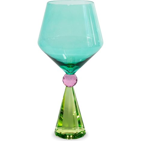WD LifeStyle Calice per Gin Tonic in Verto Base Effetto Diamante Verde Azzurro (1/3)
