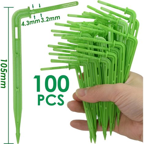 (SPL11-275-100PCS-3 I 5mm) Système d'irrigation goutte à goutte pour tuyau PVC 1/8'' avec perforateur, goutteur en forme de flèche pour plantes et serres (1/5)