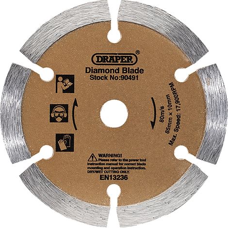 Draper 90491 Segmented Diamond Cutting Blade, 85mm Diameter