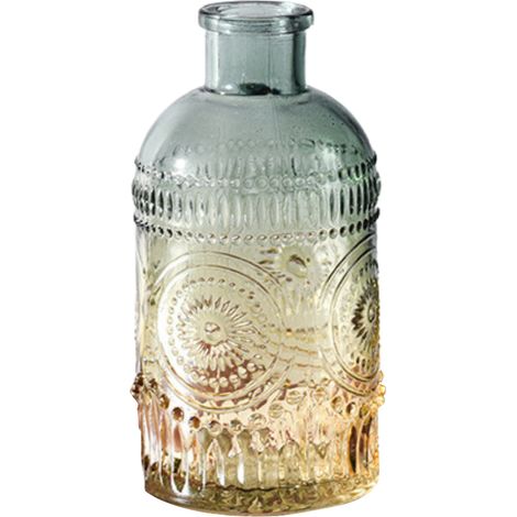Vase en verre coloré, vase en verre de style vintage à décor en relief, pot de fleurs hydroponique, idéal pour la décoration de la maison, du bureau, de la chambre, des fêtes. (1/5)