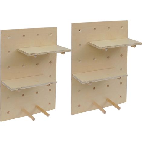 [JAMAIS UTILISÉ] Set de 2 panneaux muraux HHG-717, décoration murale et étagère modulaire 60x40 cm FSC®, couleur naturelle