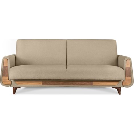 KONSIMO GUSTAVO Sofa 3-Sitzer mit Schlaffunktion, hellbeige