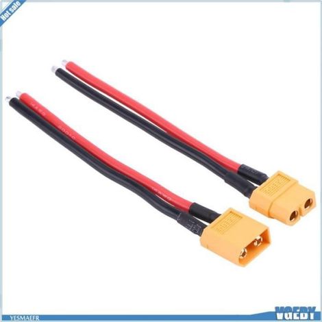 Câbles XT60 - VGEBY - 14AWG Silicone - 2 pièces - Adaptateur Batterie LiPo RC - Haute puissance (1/4)