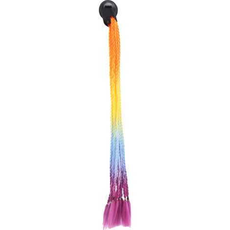 Attaches de casque moto style punk, ventouses pour tresses et queues de cheval, coloris orange, jaune, bleu, violet. (1/5)