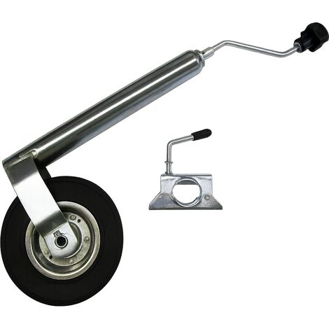 Heavy Duty Caravan Jockey Wheel & Clamp 48MM (150KG Trailer Metal Rim Wind Up Handle)