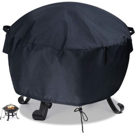 Housse de protection pour brasero de jardin, terrasse, brasero en tissu Oxford 210D, imperméable et indéchirable, rond, noir, 85 x 40 cm