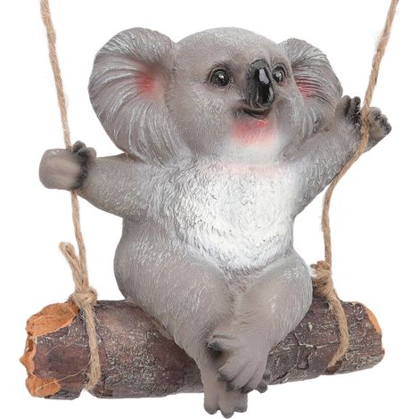 Schaukel-Koala-Skulptur, Cartoon-Tierfigur aus Kunstharz, Dekoration für den Garten (1/5)
