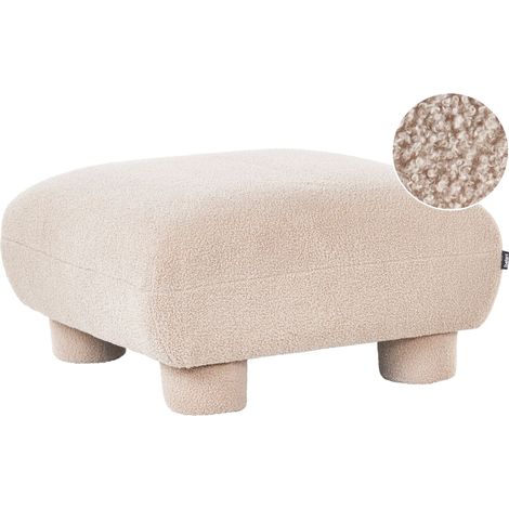 Pouf modulare singolo a profilo ribassato in bouclé beige Mjalbi