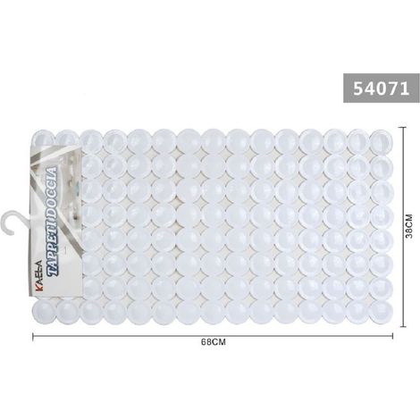 Kaela - Tappeto Antiscivolo Cerchi Bianco Vasca Doccia Rettangolare Bagno 38x68cm 54071 -