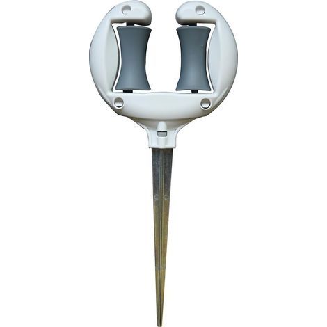 Guide de tuyau d'arrosage multifonction, piquets en métal avec système de pointe et rouleau (blanc) (1/5)