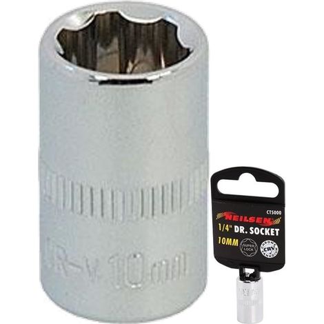 Neilsen 1/4" Drive Standard Shallow Square Metric Single Socket 10mm (1/2)
