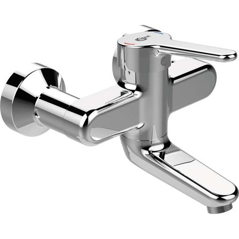 Ideal Standard Miscelatore lavabo a parete Ceraplus 5l/min. Sporg.180-199mm raccordi a S a prova di manomissione Cromo, BC110AA (1/2)