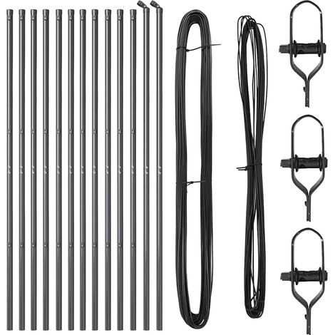 Poteaux de clôture 13 pcs Gris Ø32 mm 150 cm Acier galvanisé CFW5555044 (1/5)