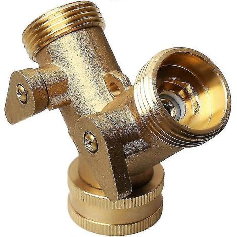 Robinet double pour machine à laver 2024, distributeur de tuyau en Y à 2 voies, raccord de tuyau en laiton 3/4 pouce avec poignée réglable pour l'arrosage, le lavage, le jardinage et la ferme.
