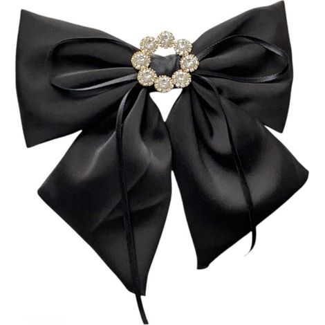 Fermaglio per capelli, fiocco nero, con diamanti, grande, XL, alla moda (1/5)