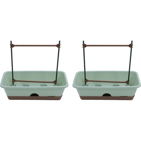 2pcs Balcony Planter Box with Double Layer Trellis Removable Saucer Window Box Planter for Herbs Vegetable Growing Green (1/5)