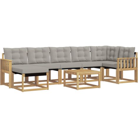 Outdoor Sofa Set with Cushion 8 pcs White and Light Grey vidaXL