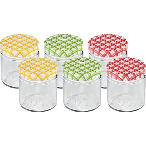 Tescoma 895112 Della Casa Vasetto per Conserve, Vetro, Trasparente/Tappo Multicolore, 200 ml, 6 Pezzi (1/5)