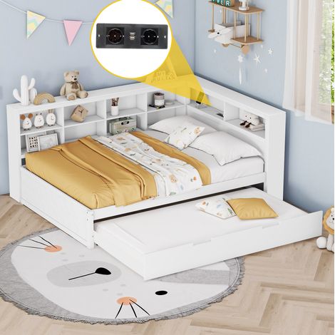 Sofá-cama 140x200 Cm Cama Nido 90x190 Cm Blanco (1/5)