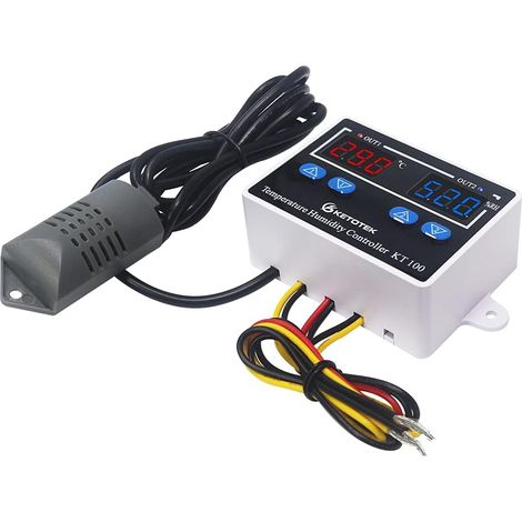 Régulateur de Température et d'humidité, Thermostat Hygrostat Numérique avec Sonde, Contrôleur Humidité pour chauffage, refroidisseur, Humidificateur Déshumidificateur, Reptile, Terrarium (1/5)