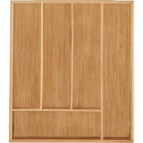 Range-couvert, 5 compartiments, bambou, petit organiseur de tiroir pour ustensiles, HLP 5 x 30 x 34 cm, nature (1/5)