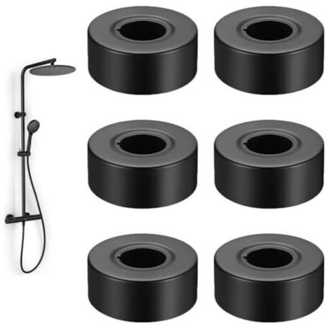 BUNTHAUS PA Duschmischer, 30 mm schwarze Wasserhahnrosette, 6 Stück Edelstahl-Heizkörperrosette, Heizungsrohrrosetten, Heizkörperrohrabdeckung, für Wasserleitungen, Gasleitungen, Wasserhähne (1/4)