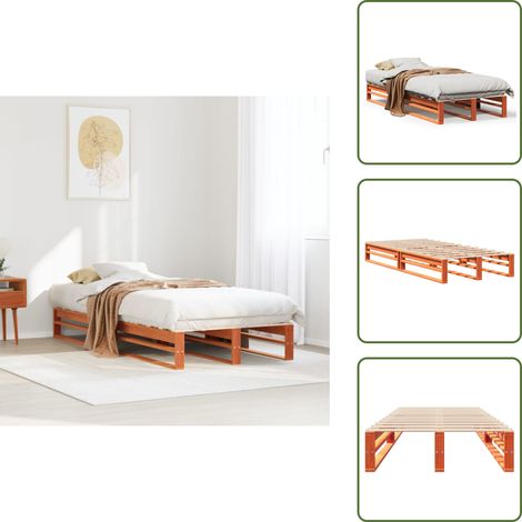 Massivholzbett ohne Matratze Wachsbraun 100x200 Kiefernholz - Bettrahmen - Bettgestell - Bett - Bettrahmen Massivholz (1/5)