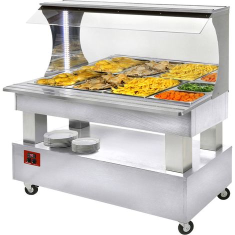 Buffet chauffant mural bain marie 4x GN1/1 blanc - Diamond (1/2)
