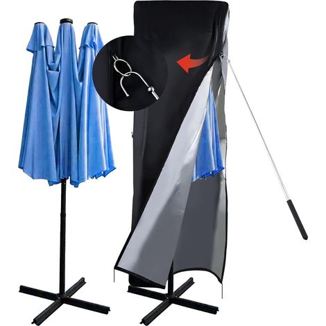 Umbrella Cover Waterproof 420D Outdoor Patio Umbrella Cover Zipper Top Ventilation Windproof Anti UV Large Garden Umbrella Cover Fits Double Sided Umbrellas (1/5)