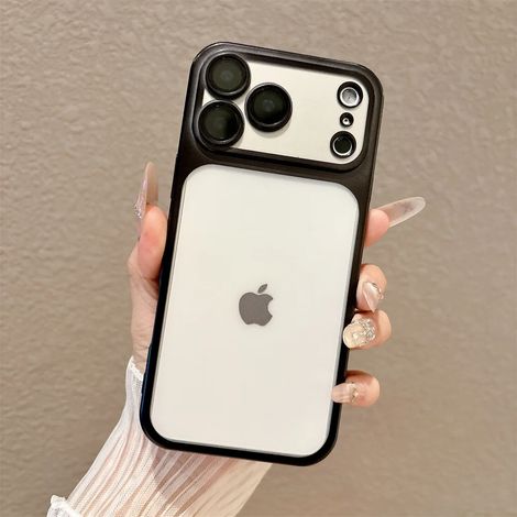 (iPhone 17 Pro Max, Noir) Coque de téléphone mate électroplaquée pour iPhone, fabriquée en TPU souple et semi-transparent.