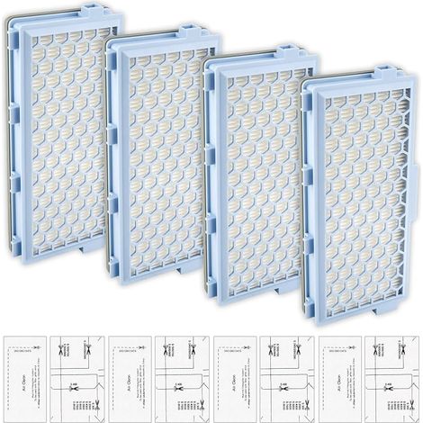 (8 Pièces) Guard S1/ L1 Filtres HEPA de Remplacement pour Miele Guard S1/ L1, Compact C1 & C2, Complete C2 & C3 S8340 Aspirateur, 4 Filtres HEPA + 4 Filtre D'extraction Airclean & Protection du Moteur (1/5)