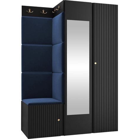 Meuble d'entrée Hartford 388, Polo 891, 186x116x46cm, Disponible, MDF, Stratifié, Tissu, À poser, Murale