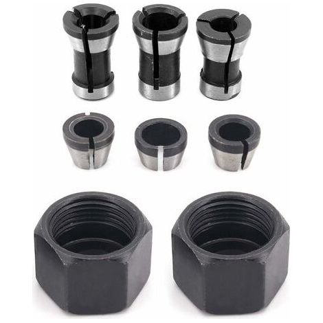 6 Pièces HSS Tête de Mandrin, 6 mm 6.35 mm 8 mm Tête adaptateur Convertisseur pour perceuses Machine de Gravure, pour rogneuse Menuiserie électrique Pince de routeur Titulaire +2 écrous (1/5)