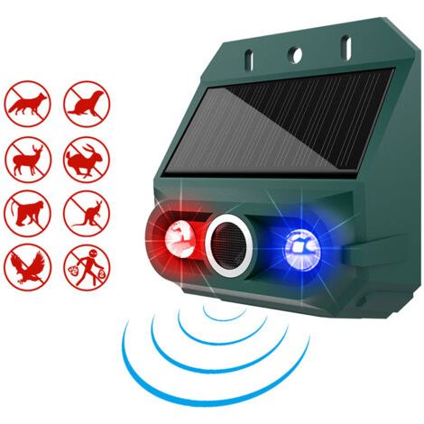 Pair - Alarme solaire à détecteur de mouvement avec répulsif pour animaux, sirène stroboscopique de 129 dB, 4 modes, étanche IP55, dispositif de sécurité pour cour, ferme et jardin extérieur (1 unité) (1/5)