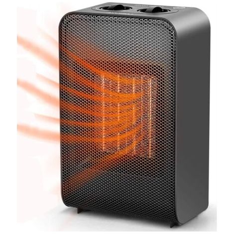 ZOLGINAH Mini radiateur soufflant à économie d'énergie en céramique avec chauffage rapide de 2 s, protection contre les basculement et la surchauffe, 3 modes, pour salle de bain, bureau, salon (1/5)