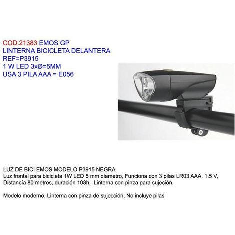 Emos Finstock GP Lámpara Delantera para Bicicleta LED 3x5mm 3 Pilas AAA
