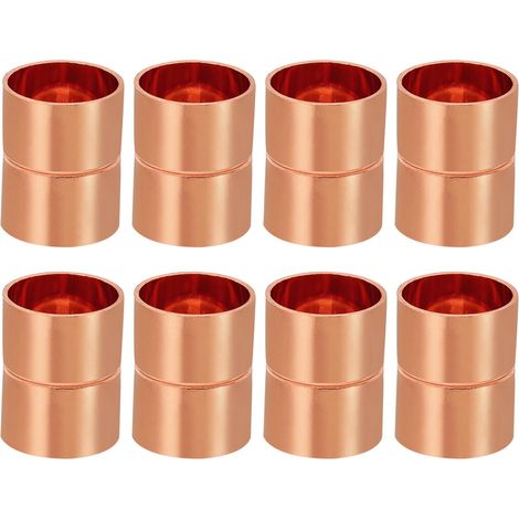 8pcs Manchons à Souder en Cuivre, 19mm Raccords de Couplage Tuyau, Raccord de Tuyauterie Droit pour Raccordements Plomberie HVAC Climatisation Chauffage Réseaux, Épaisseur 1mm (1/5)