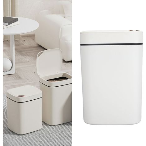 [Papelera inteligente] + [Papelera sensorial] + [Multifuncional] + [Blanco, 12 l, 23 x 20 x 28 cm, ABS PP, Sensor/Aplauso/Toque] (1/5)