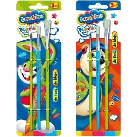Set di 3 pennelli per pittura e colla Bambino