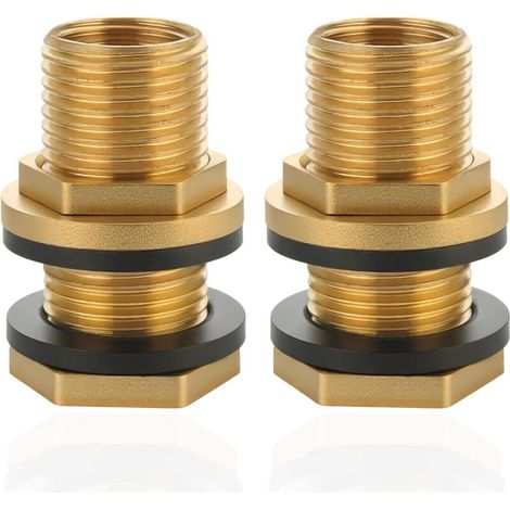 Raccord de Citerne d'Eau de Pluie en Laiton  2 Pièces, G3/8" à G1/2", Avec Joints Caoutchouc Inclus