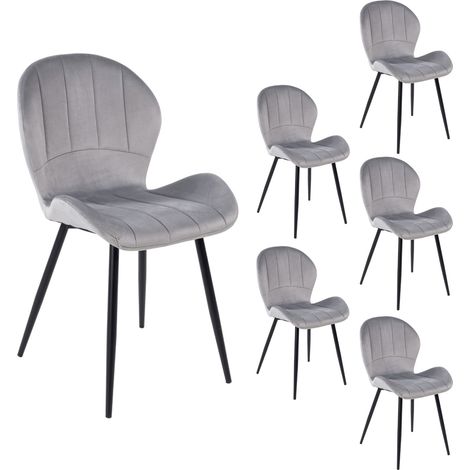 Lot de 6 chaises 61x51x88 cm en velours gris - VELVET