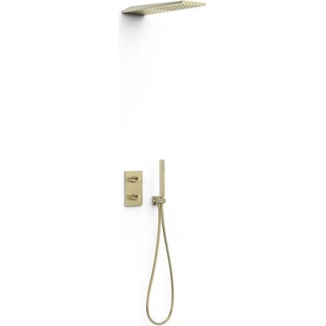 Kit robinet thermostatique encastré 2 voies pour douche Therm-box Cava doré - TRES 21135005CA