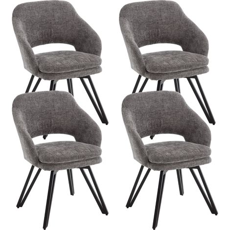 Set di 4 Sedie da Pranzo Sedie da Cucina Girevole in Tessuto Sedie Soggiorno con Gambe in Metallo, Poltrona Imbottite per Sala da Pranzo, Grigio